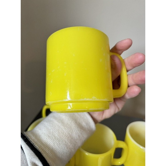 Vintage Glasbake Milk Glass Retro Coffee Mug Bright Yellow Lot 5 - Picture 11 of 14